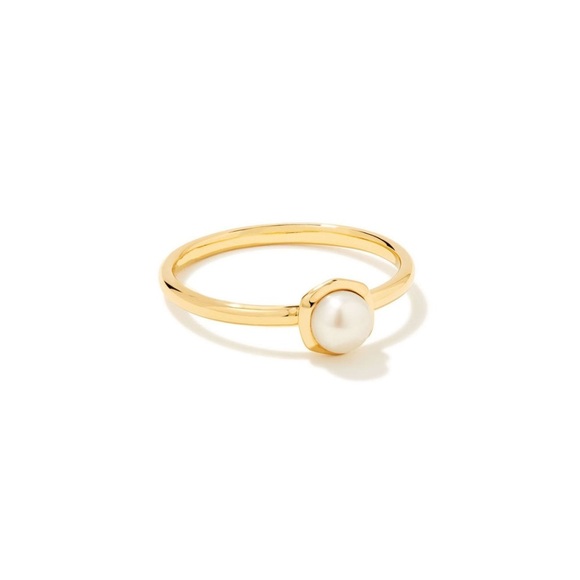 Pearl 18k Gold Vermeil Band Ring in White Pearl - Picture 1 of 3